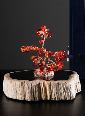 木化石天然粉红水晶玛瑙原石客厅博古架摆件家居饰品收藏送礼