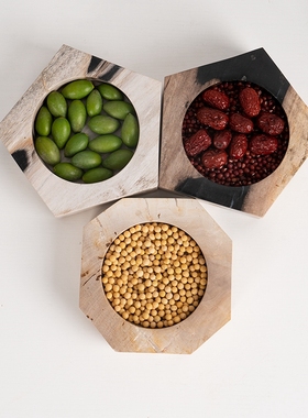 水果拼盘几何桌面多边形木化石