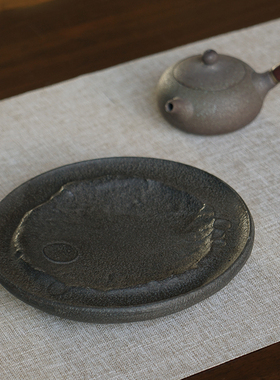 日式手工玄武岩壶承干泡台储水式复古陶瓷养壶垫茶托盘茶壶承茶具