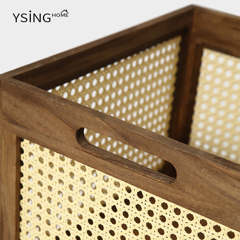 微瑕仿藤编实木收纳筐家用桌面零食杂物框框化妆品书本整理储物筐,淘宝优惠券,粉丝福利购,淘宝优惠卷
