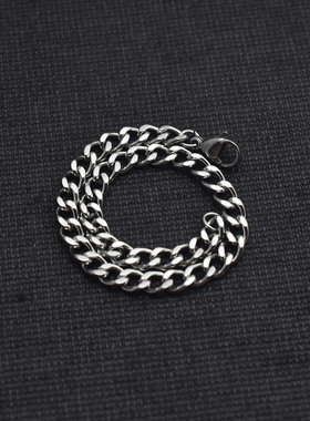 钛钢嘻哈古巴链手链防水防锈
