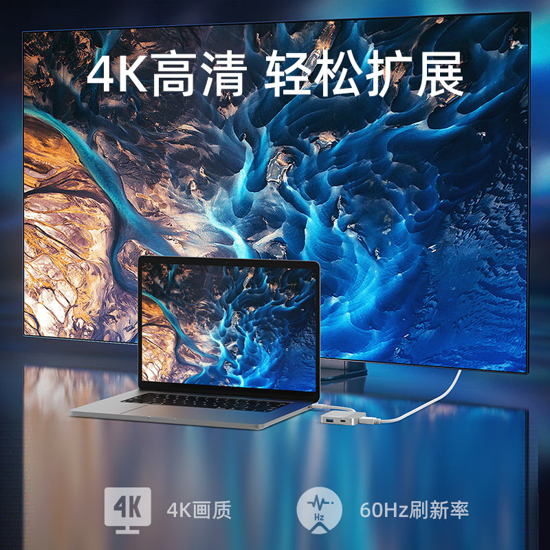 麦沃TypeC五合一扩展坞转HDMI口pd100瓦快充usb3.2 gen2转接器U盘读写10Gbps转4K高清多功能HUB分屏器 KH1702 - 图2