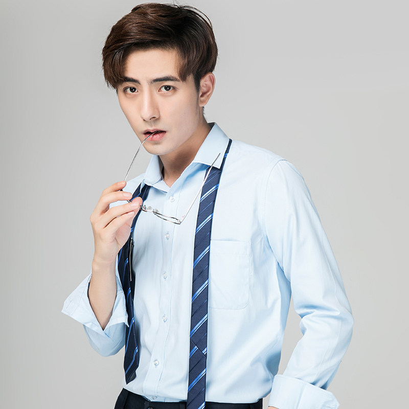 。男士免烫斜纹修身商务正装纯白色 英莎露衬衫