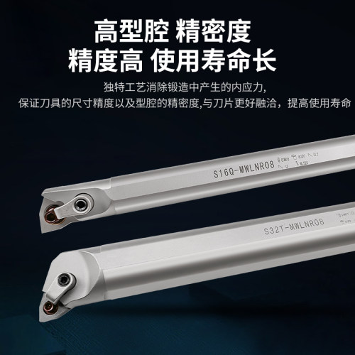弹簧钢数控桃形内孔车刀杆S25S-MWLNR08桃型镗孔压板款车床机夹刀 - 图1