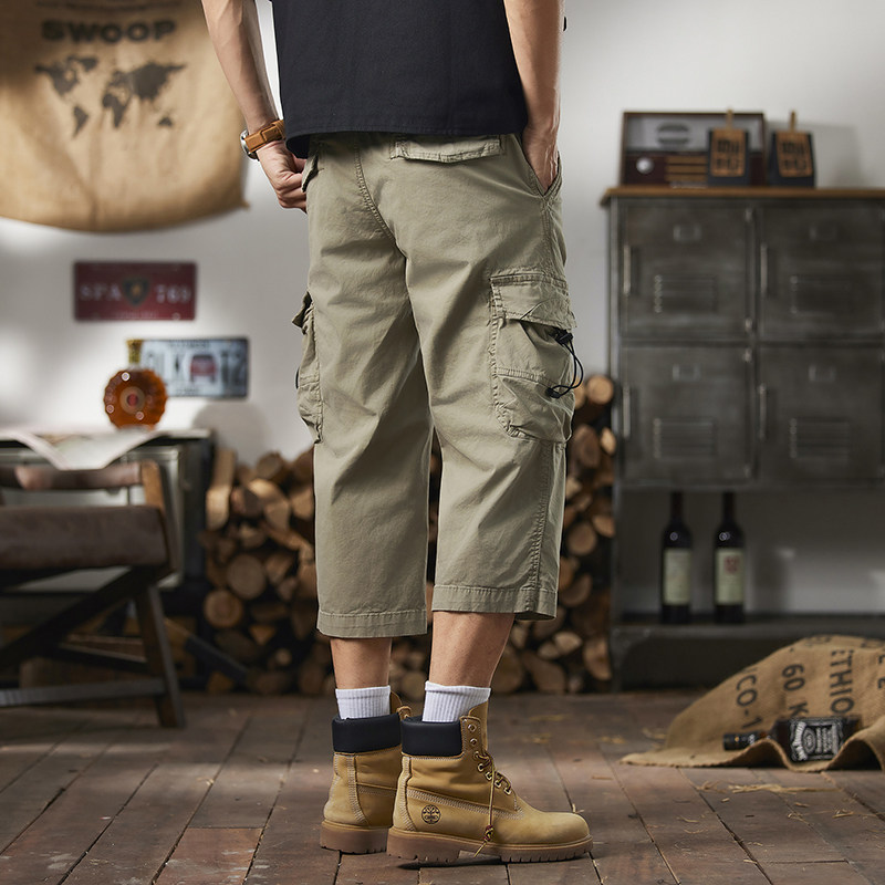 美式复古八分工装裤男夏季薄款宽松潮流直筒休闲七分裤子男款短裤,淘宝优惠券,粉丝福利购,淘宝优惠卷