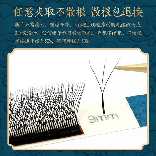 鹊杉三叶草睫毛嫁接超软不散根0.05超软一秒开花美睫专用Y型睫毛 - 图0