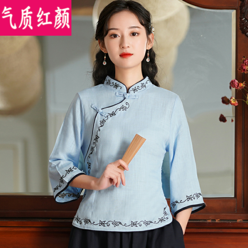 春夏民国改良旗袍上衣中式唐装汉服 气质红颜上衣