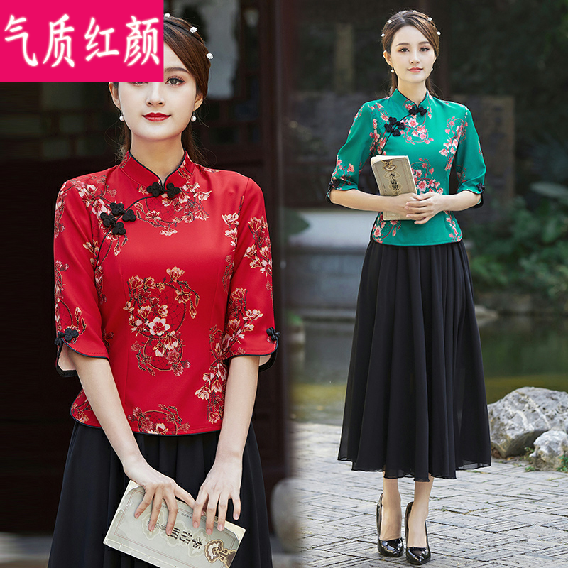 民国风复古春夏装改良上衣唐装汉服 气质红颜上衣