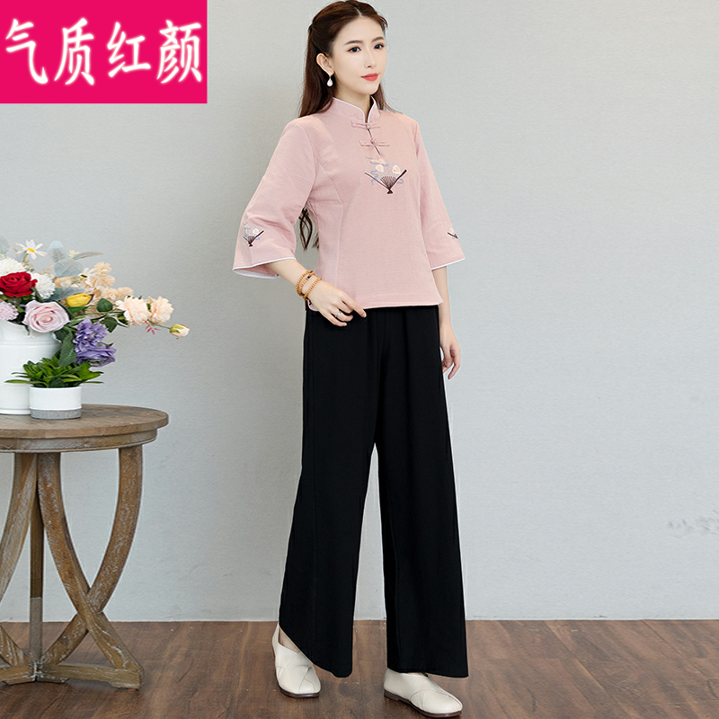 中式唐装女中国风禅意女装禅修服 气质红颜上衣