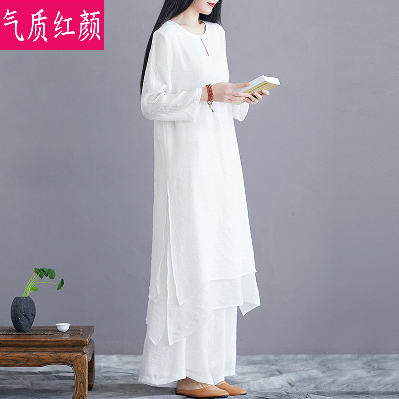 春夏中国风禅意女装棉麻茶服汉服 气质红颜上衣