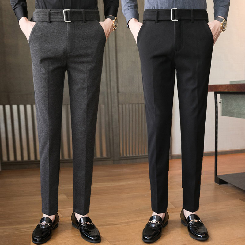 九分裤男士秋冬季冬款加绒加厚西裤小个子休闲毛呢西装修身男裤子,淘宝优惠券,粉丝福利购,淘宝优惠卷