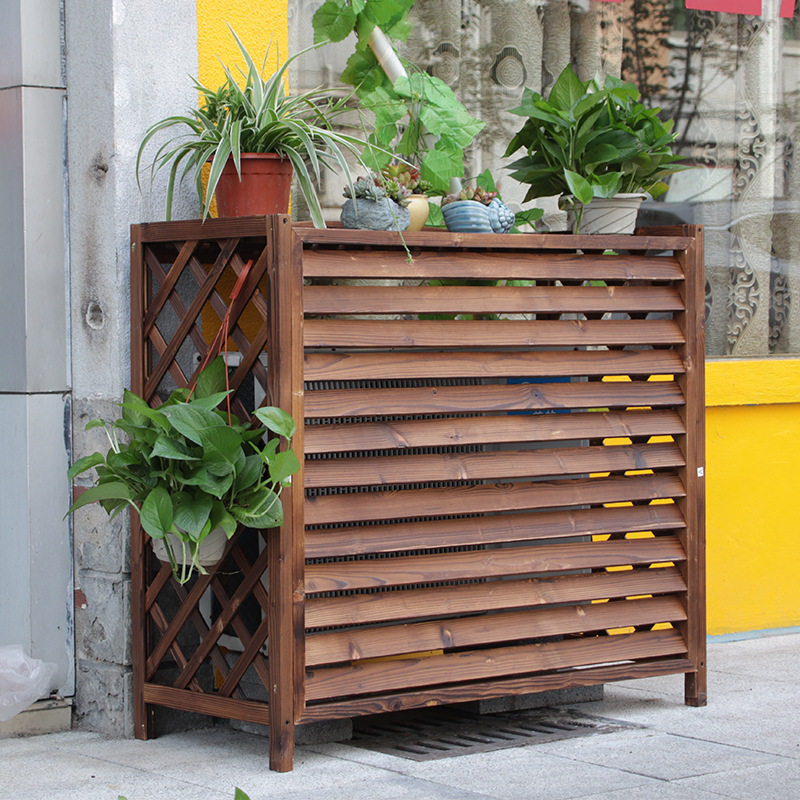 碳化落地通用空调架室外防腐木百叶空调外机罩实木防雨防晒防尘罩