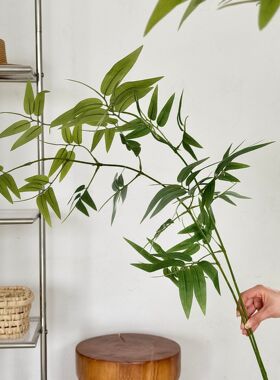 新中式仿真竹子绿植插花客厅茶室禅意装饰竹叶枝假花植物造景跨境