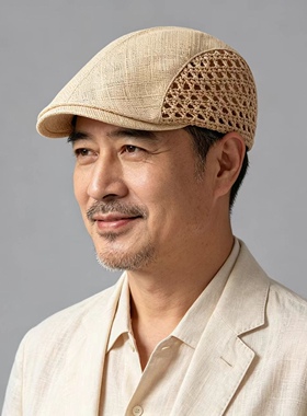 夏季镂空鸭舌帽男男时尚草帽遮阳