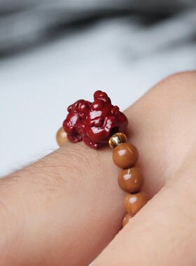 库克菩提戒指女款貔貅平安指环本命年转运珠小手指环尾戒指尖文玩