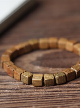 绿檀木小方块手链文玩绕指柔方糖珠转运手串女佛珠盘玩念珠男配饰