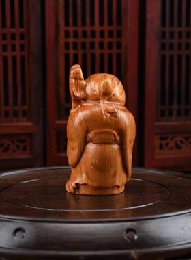 老挝黄花梨木雕手把件小如来佛手工实木雕刻寿星核桃摆件工艺礼品