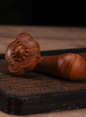 A100崖柏雕刻玉如意手把件胖如意文玩手作手工摆件