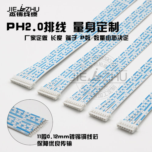 PH2.0蓝白排线端子线厂家单双头线束加工2p3p4p5p6p7p8p10P连接线 - 图1