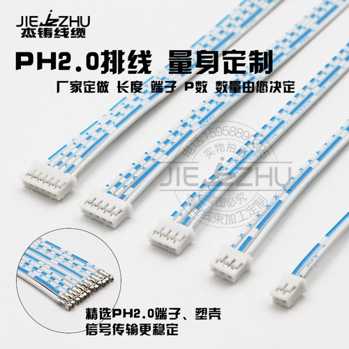 PH2.0蓝白排线端子线厂家单双头线束加工2p3p4p5p6p7p8p10P连接线 - 图0