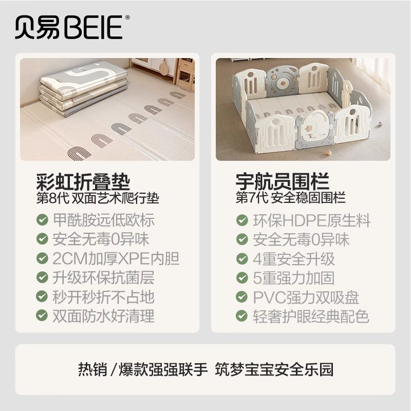 贝易爬行垫婴儿安全无毒无味可折叠加厚xpe宝宝爬爬垫儿童地垫子 - 图2