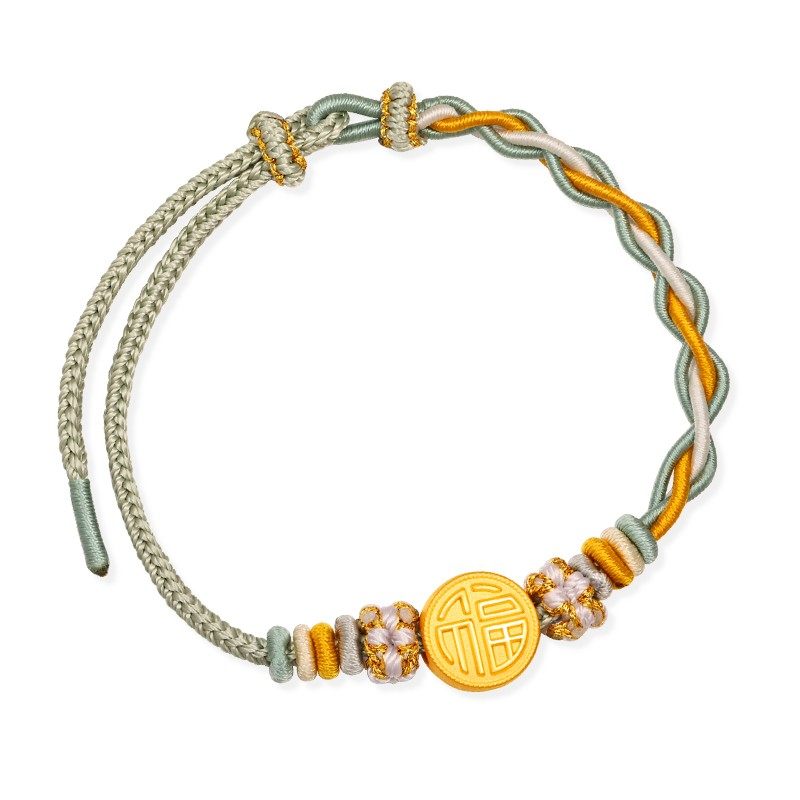 亚一足金珐琅小兔子黄金手绳编绳3D硬金生肖兔可爱国潮古风送礼,淘宝优惠券,粉丝福利购,淘宝优惠卷