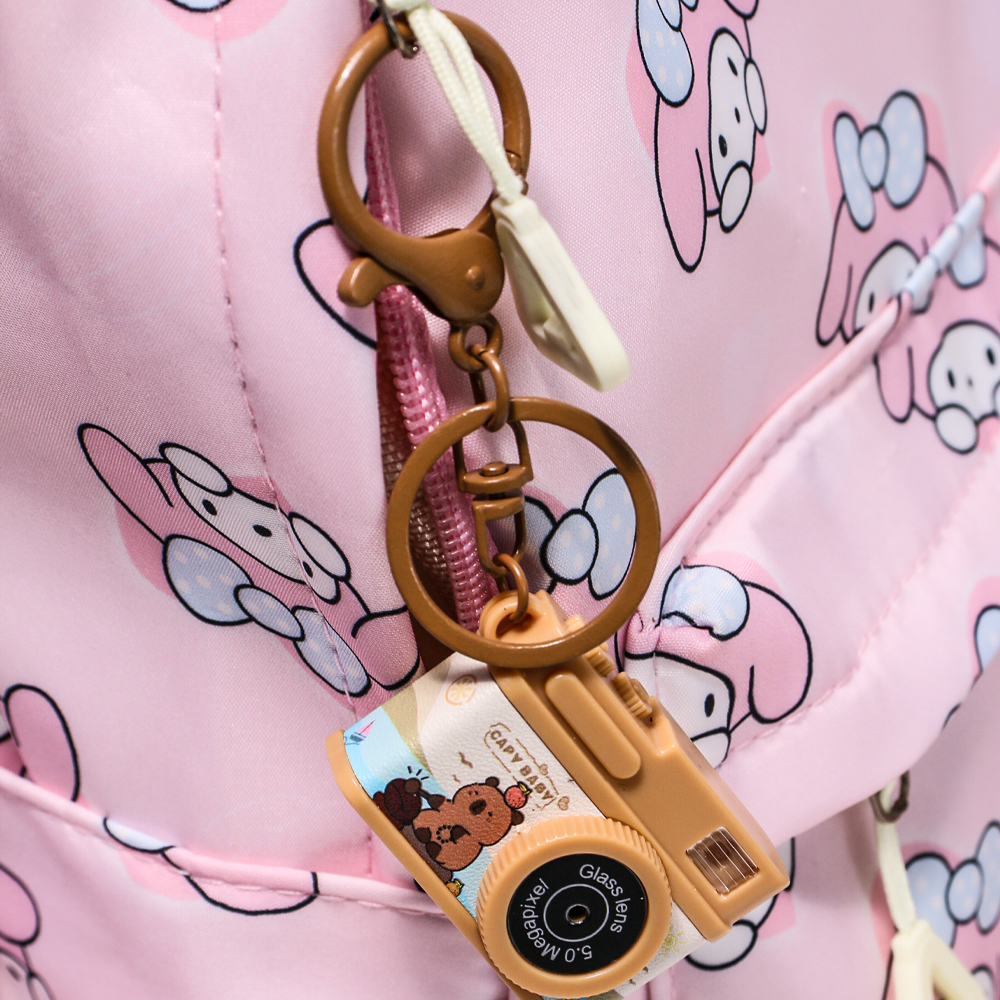 可爱卡通卡皮巴拉仿真照相机钥匙扣儿童玩具解压书包包笔袋挂件链 - 图2