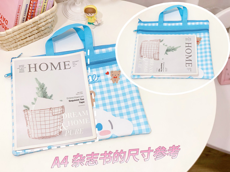 日系高颜值手提包A4大号笔记本电脑包学生办公试卷补习收纳文件袋 - 图1