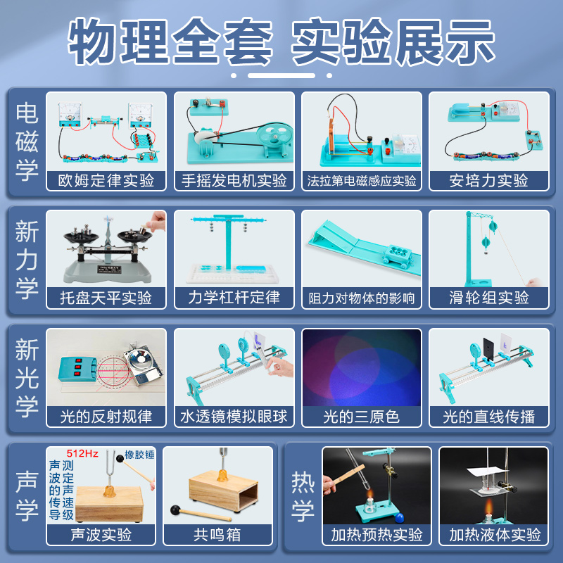 初中物理实验器材全套初二初三中学光学力学声学电磁学电学热学实验箱八九年级中考豪华版人教版电路实验全套-图1