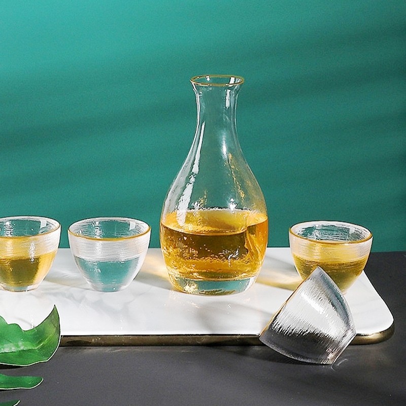 日式家用酒具小白酒杯温酒器烫酒壶一两果酒杯玻璃清酒壶套装古风