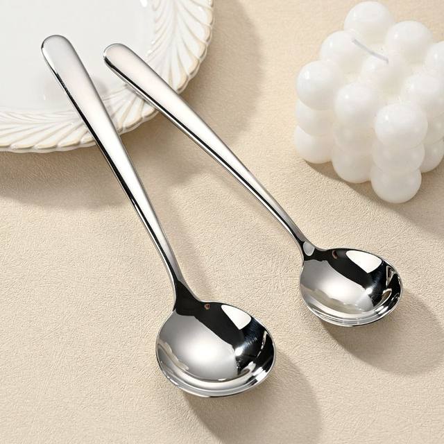 304 stainless steel spoon, high-end and exquisite spoon, Western food, high-quality, long-handled, deep soup spoon