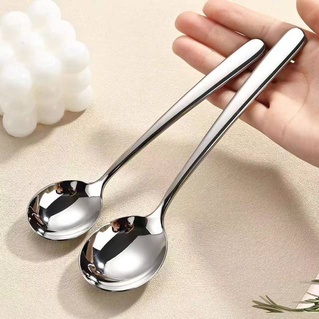 304 stainless steel spoon, high-end and exquisite spoon, Western food, high-quality, long-handled, deep soup spoon