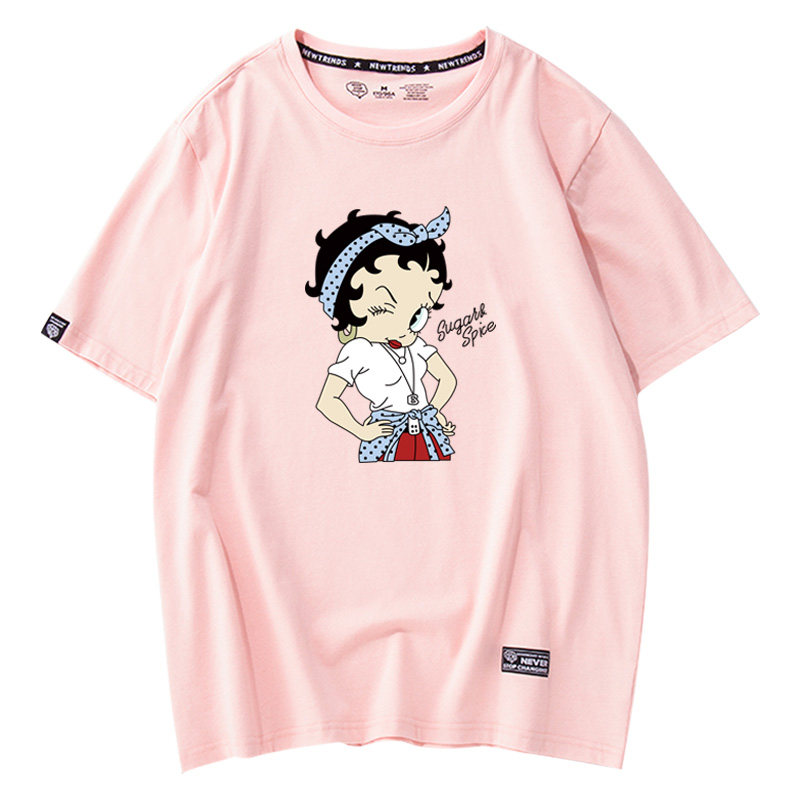 欧美卡通贝蒂短袖T恤女闺蜜装春夏季甜美减龄姐妹ins甜酷炸街上衣
