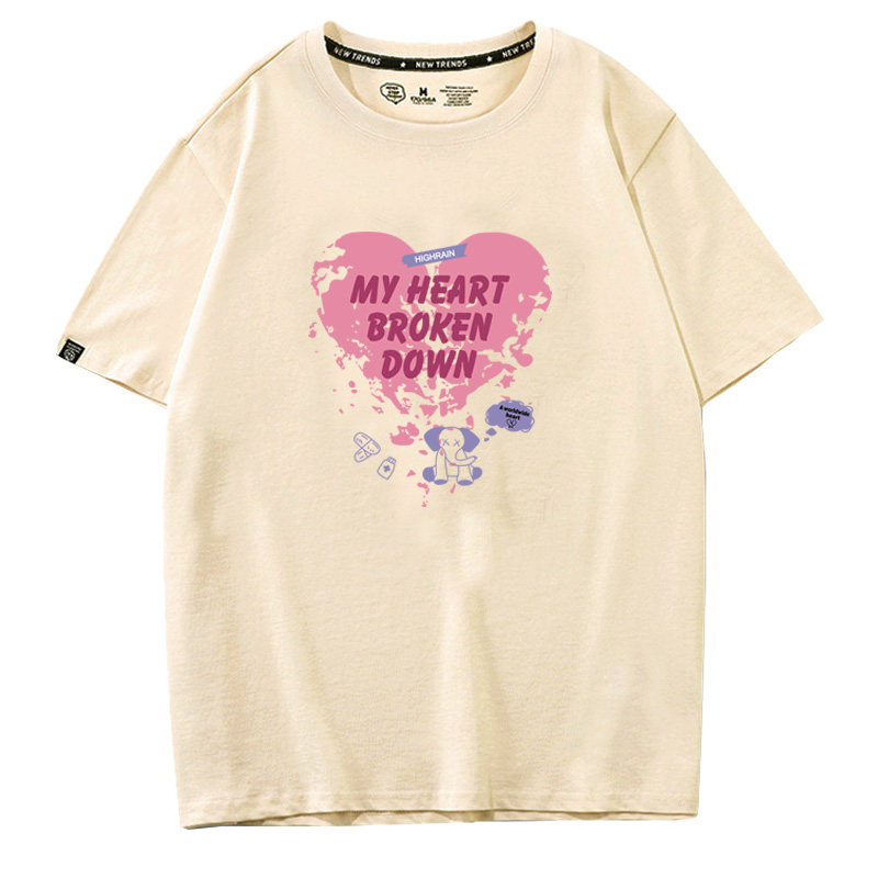 漂亮爱心短袖t恤女夏2023年新款小众别致宽松oversize闺蜜姐妹 装