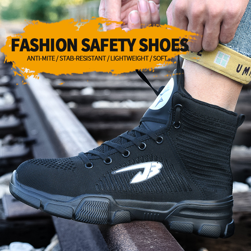 跨境巨邦冬季劳保鞋男钢包头英文防砸防刺穿safety shoes - 图0