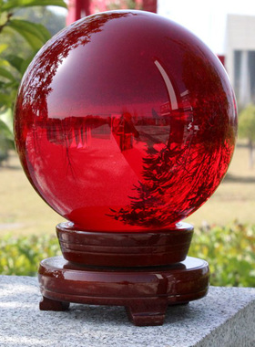 鸿运水晶球特大超大号白透明摆件紫黄色玻璃办公桌酒店前台办公室