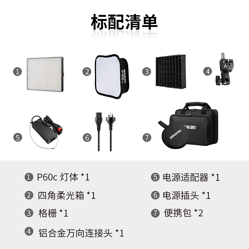 Aputure/爱图仕 P60c P60x 摄影摄像三灯套装LED户外淘宝直播采访微电影视频补光灯商业人像拍照影棚常亮灯 - 图3