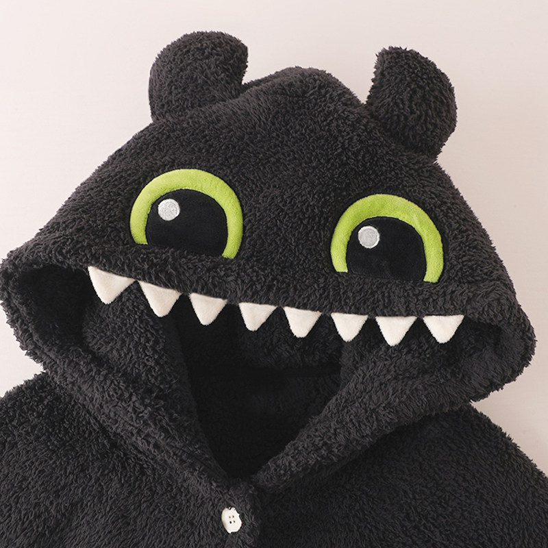 小怪兽情侣睡衣睡袍一男一女珊瑚绒冬季卡通套装加厚家居服法兰绒,淘宝优惠券,粉丝福利购,淘宝优惠卷