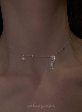 《静水深流》原创小众银版s925银闪亮进口锆石锁骨链项链可调节