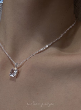 纯净之地原创小众s925银天然白水晶大方钻项链锁骨链闪耀迷人眼