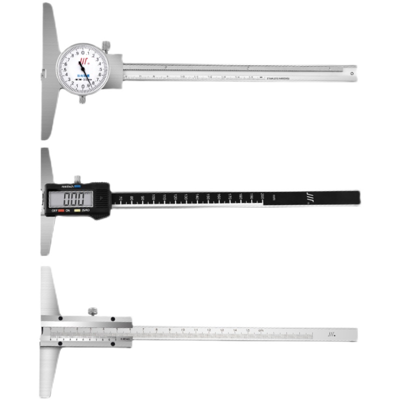 成量游标深度卡尺 数显高精度0.01MM 带表深度尺0-150/200/300MM