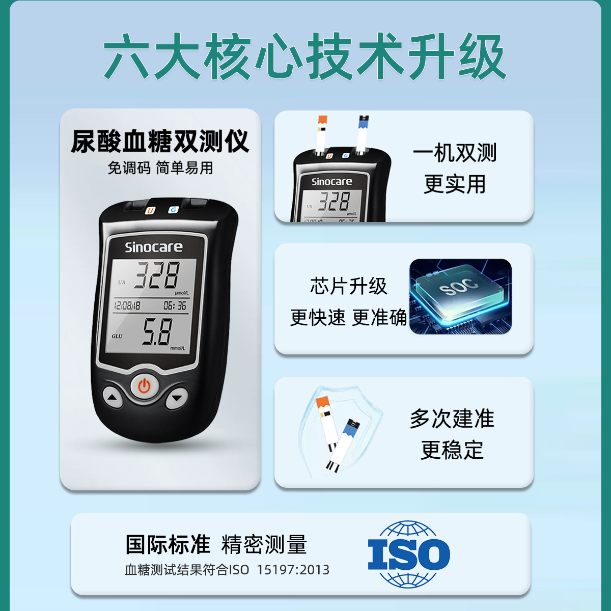 三诺官方EA-18尿酸血糖检测仪家用试纸测试条医用精准测量的仪器