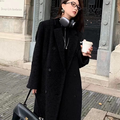 【高档礼盒装】BLH2025秋冬韩系高级感中长款气质羚羊绒加厚大衣