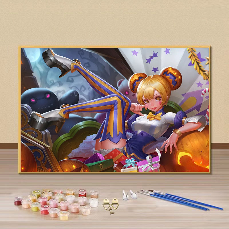 王者荣耀女英雄小乔diy数字油画手绘填充涂色画房间卧室装饰挂画