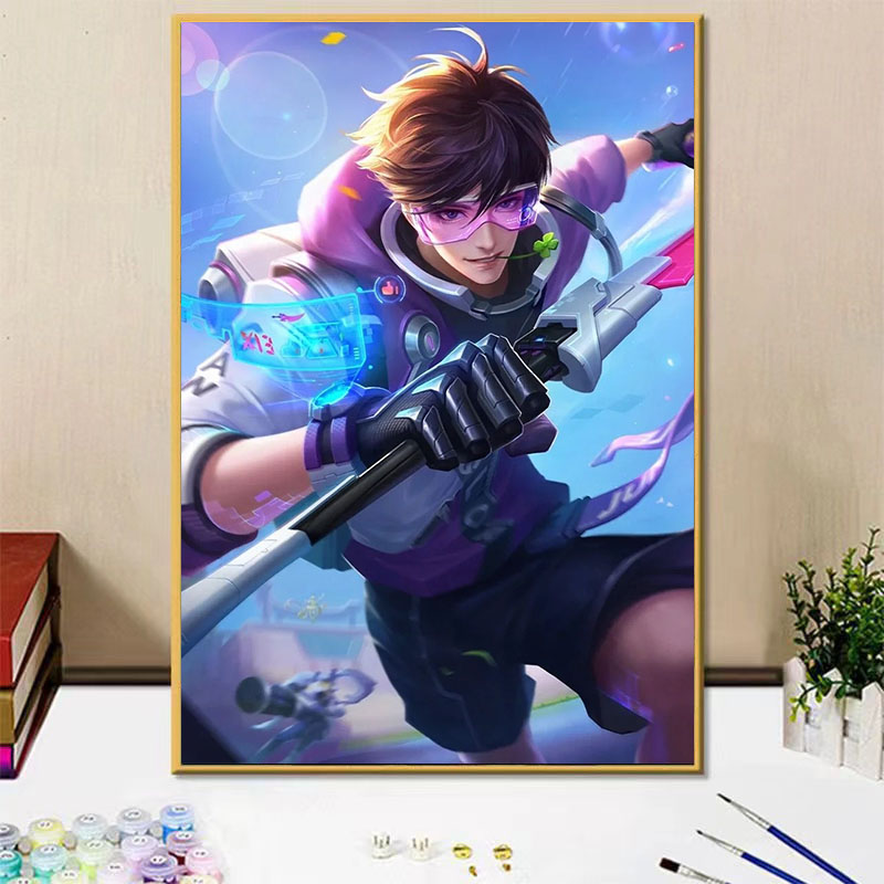 王者荣耀李白凤求凰diy数字油画手绘填色涂鸦画画卧室床头装饰画