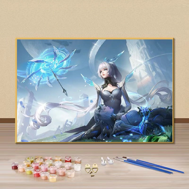 王者荣耀女英雄公孙离diy数字油画手绘填色涂鸦画房间卧室装饰画