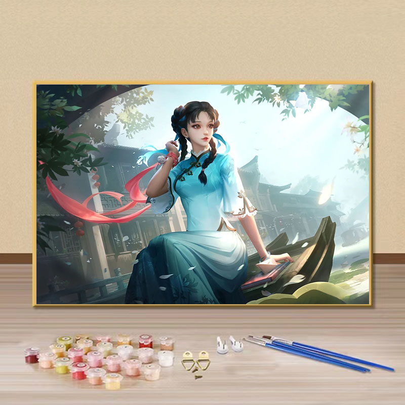 王者荣耀女英雄西施diy数字油画手绘填色画涂鸦画房间卧室装饰画