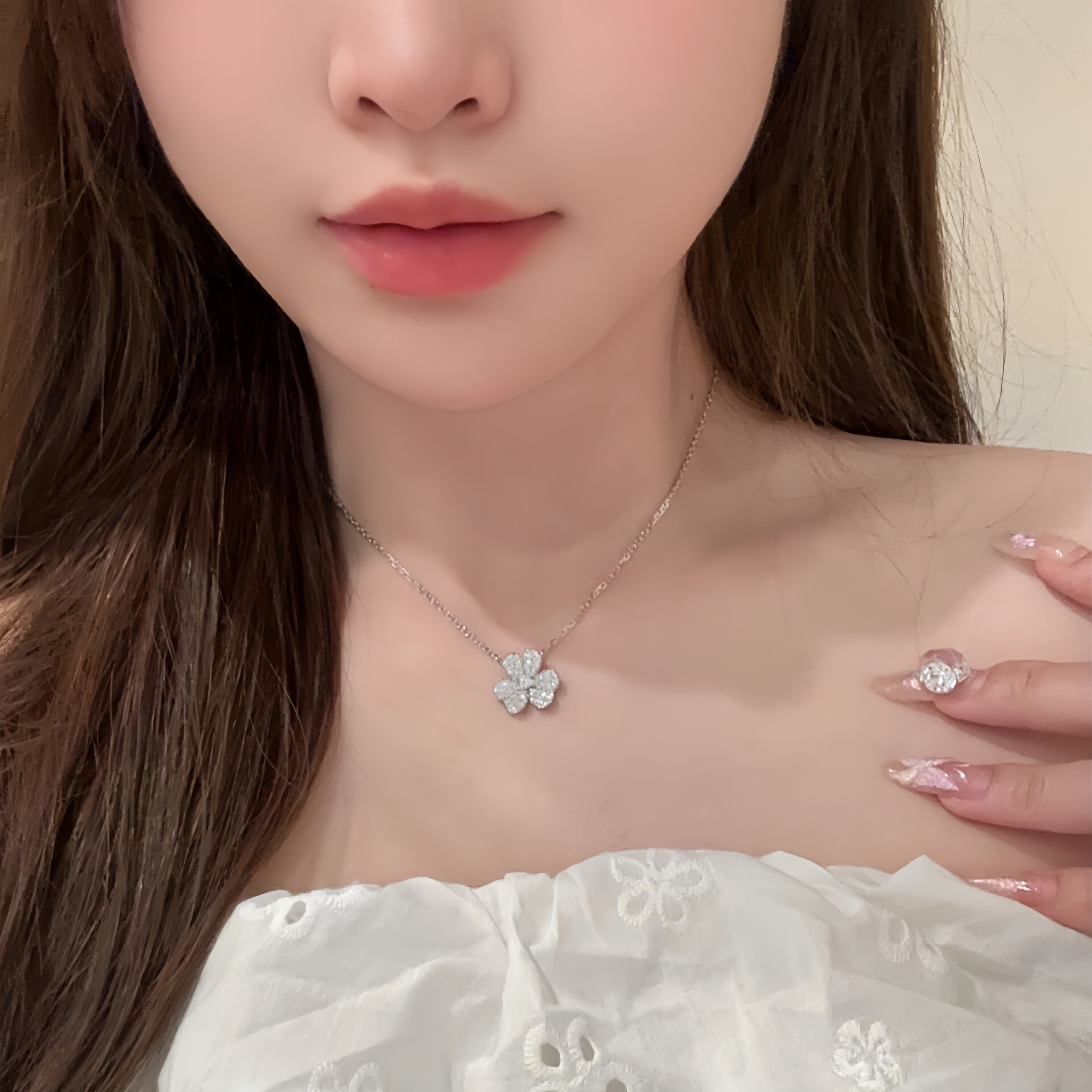 官网正品纯银满钻三叶草项链女S925银轻奢小众玫瑰金锁骨链送女友,淘宝优惠券,粉丝福利购,淘宝优惠卷