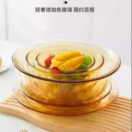 琥珀透明餐具微波炉专用耐高温面汤碗饭碗盘子碗碟套装家用沙拉碗,淘宝优惠券,粉丝福利购,淘宝优惠卷