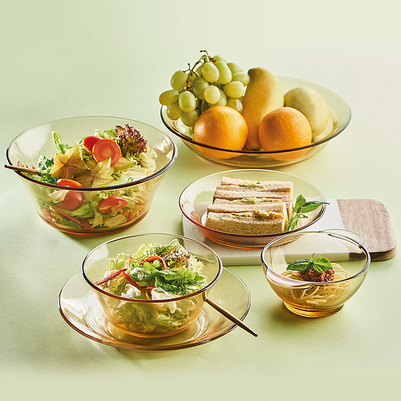 康宁餐具玻璃碗北欧透明家用耐热米饭碗水果蔬菜沙拉碗麦片碗套装